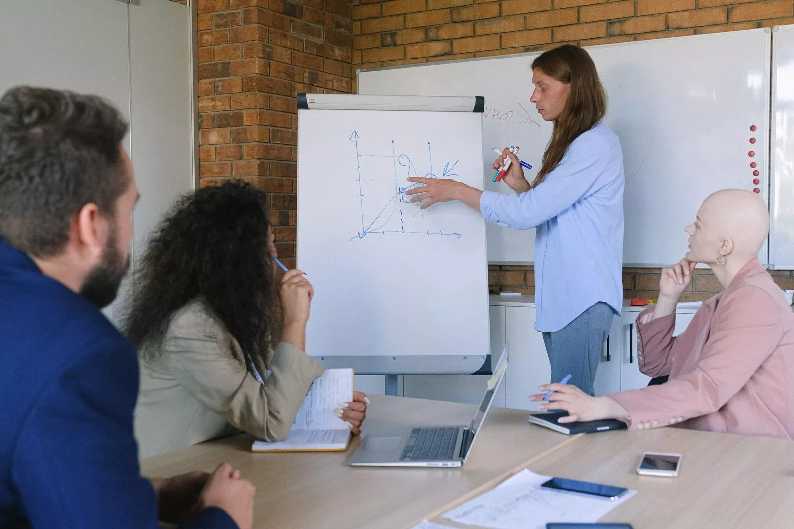 Employees in an office training session learning to recognize phishing emails that lead to ransomware attacks